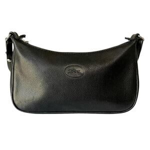 Longchamp Vintage Pebble Leather Purse Convertible Shoulder Bag Crossbody Black